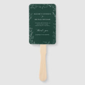 Modern Smaragdgroen Elegant huwelijksprogramma Handwaaier (Voorkant)