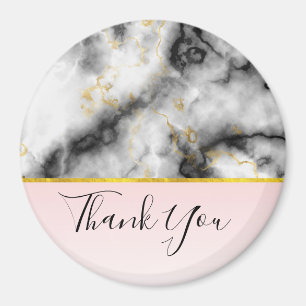 Modern Smoky Grey Marble met Gold Ribbon Hartelijk Magneet