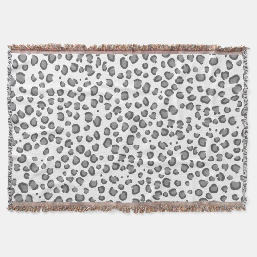 Modern Sneeuwleopard Animal Print Pattern Grey Deken (Voorkant)
