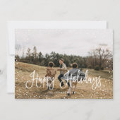 Modern sneeuwscript 2 Foto Feestdagenkaart (Voorkant)