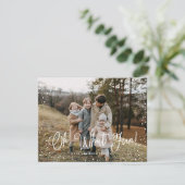 Modern sneeuwscript 2 Foto Feestdagenkaart (Staand voorkant)