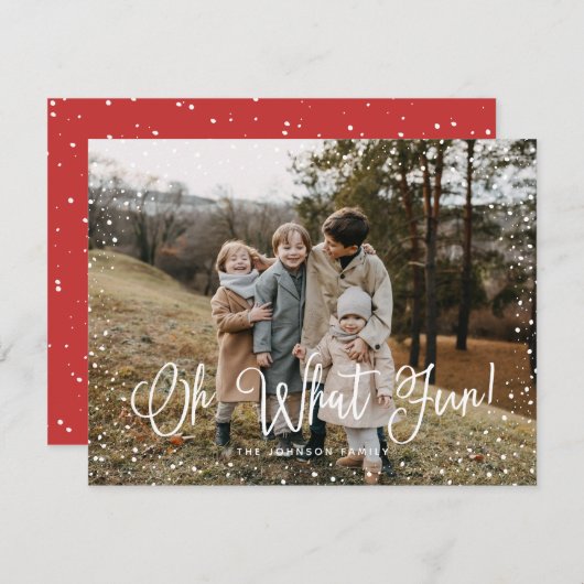 Modern sneeuwscript 2 Foto Feestdagenkaart (Voorkant / Achterkant)