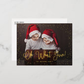 Modern sneeuwscript 2 Foto Folie Feestdagen Briefkaart (Voorkant / Achterkant)