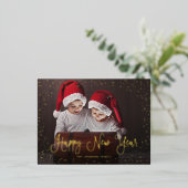 Modern sneeuwscript 2 Foto Folie Feestdagen Briefkaart (Staand Voorkant)