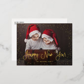 Modern sneeuwscript 2 Foto Folie Feestdagen Briefkaart (Voorkant / Achterkant)