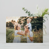 Modern sneeuwscript 2 Foto Folie Feestdagenkaart (Staand Voorkant)