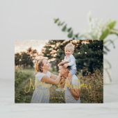 Modern sneeuwscript 2 Foto Folie Feestdagenkaart (Staand Voorkant)