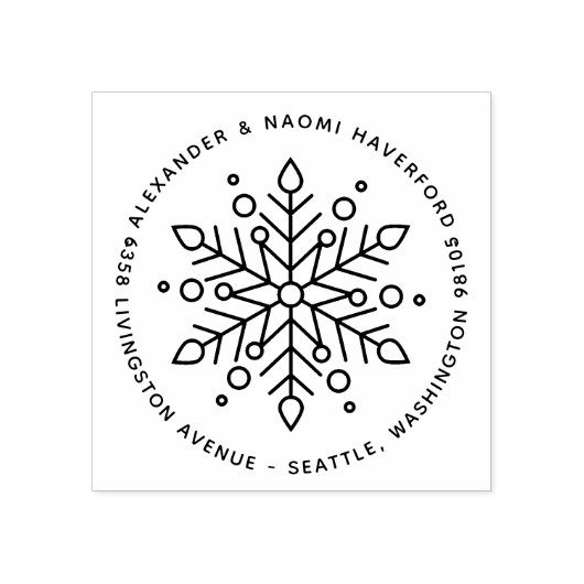 Modern Sneeuwvlok Kerst Retouradres Rubberstempel (Afrduk)