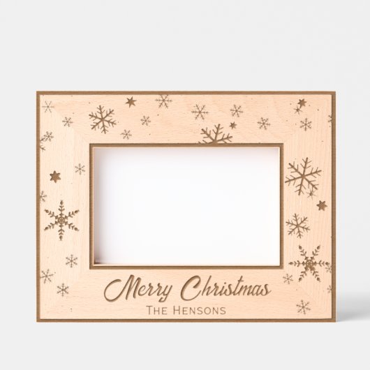 Modern sneeuwvlok patroon Vrolijk kerstfeest Gegraveerde Lijstjes (Voorkant)