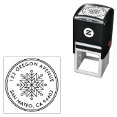 Modern Sneeuwvlok Vakantie Ronde Retouradres Zelfinktende Stempel (In situ)