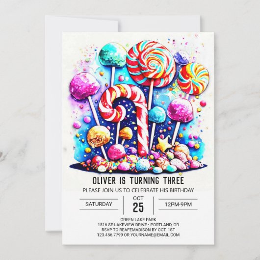 Modern Snoep bewerkbare verjaardag Kaart (Voorkant)