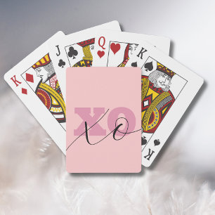 Modern Snoep Roze Zwarte XOXO Valentijn Pokerkaarten