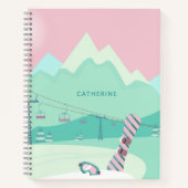 Modern Snowboard Winter Ski Slopes Personalized Notitieboek (Voorkant)