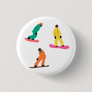Modern Snowboarders Winter Illustratie Ronde Button 3,2 Cm