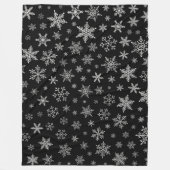 Modern Snowflake 2 - Black & Silver Grey- Fleece Deken (Voorkant)