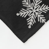 Modern Snowflake 2 - Black & Silver Grey- Fleece Deken (Hoek)