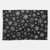Modern Snowflake 2 - Black & Silver Grey- Theedoek (Horizontaal)