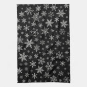 Modern Snowflake 2 - Black & Silver Grey- Theedoek (Verticaal)