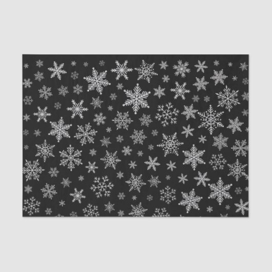 Modern Snowflake 2 - Black & Silver Grey- Tissuepapier (Voorkant)
