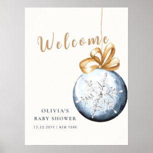 Modern Snowflake Baby shower Welkom Poster