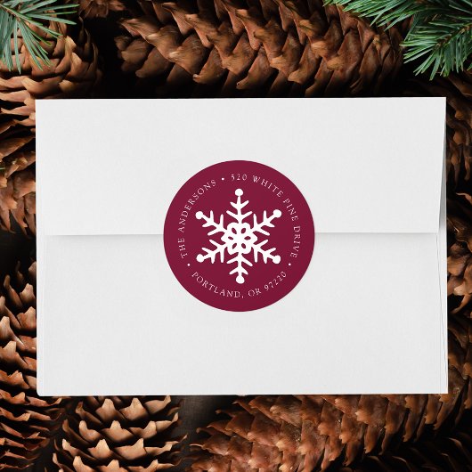 Modern Snowflake Berry Return Address Label