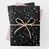 Modern Snowflake Black Pink Pattern kerst Inpakpapier Vel (In situ)