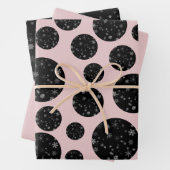 Modern Snowflake Black Pink Pattern Kerstmis Inpakpapier Vel (In situ)