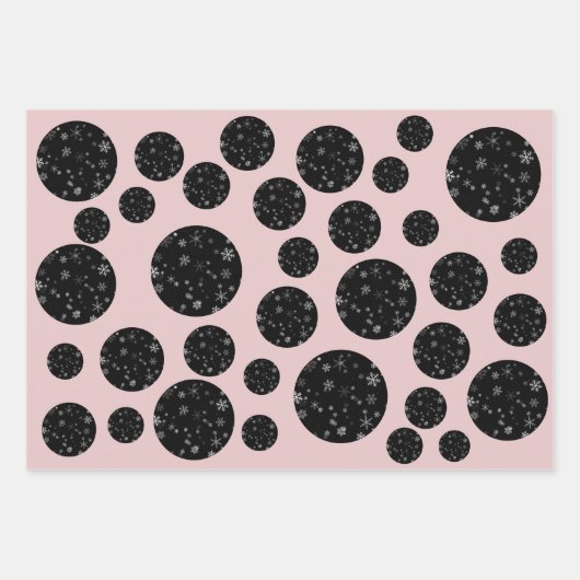 Modern Snowflake Black Pink Pattern Kerstmis Inpakpapier Vel (Voorkant)