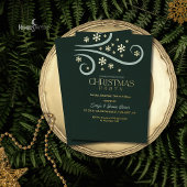 Modern Snowflake Foil Green Christmas Invitation
