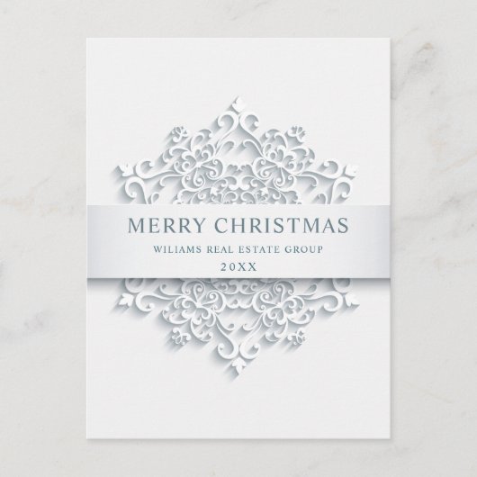 Modern Snowflake kerst Corporate Greeting Briefkaart (Voorkant)