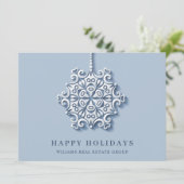 Modern Snowflake kerst Corporate Greeting Feestdagenkaart (Staand voorkant)