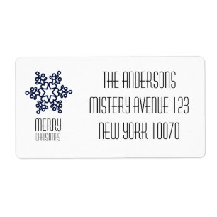 Modern Snowflake Merry Kerstblauw Etiket