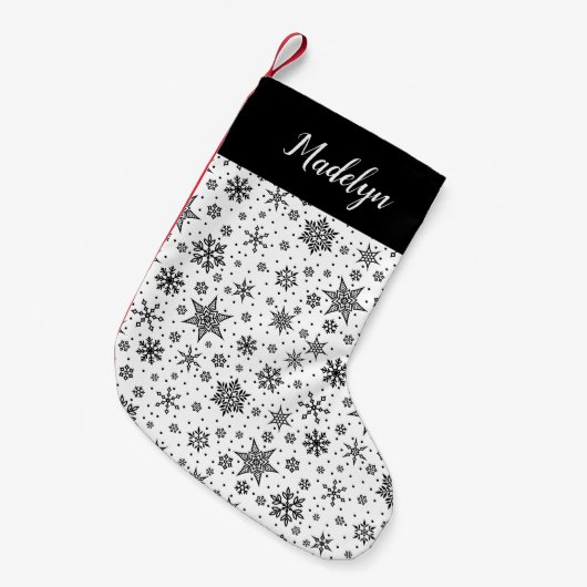 Modern Snowflake Pattern, gepersonaliseerd Kleine Kerstsok (Voorkant (Hangend))