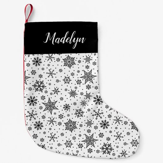 Modern Snowflake Pattern, gepersonaliseerd Kleine Kerstsok (Voorkant)