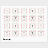 Modern Snowflake Pattern Holiday Monogram Vierkante Sticker (Vel)