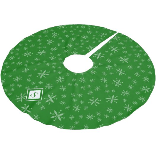 Modern Snowflake Pattern Monogram Groene Kerstmis Kerstboom Rok (Gekanteld)