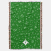 Modern Snowflake Pattern on Green Monogramed Deken (Voorkant Verticaal)