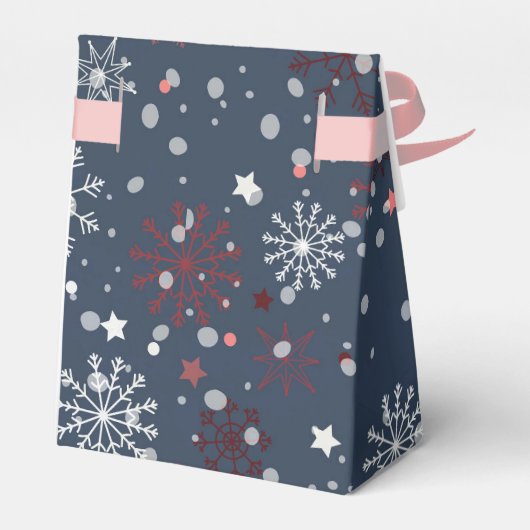 Modern Snowflake Stars Confetti Navy Blue Holiday Bedankdoosjes (Achterkant)