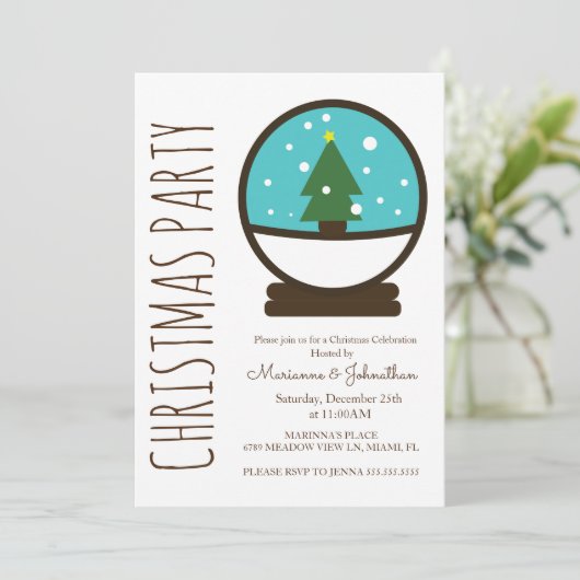 Modern Snowglobe Kerstfeestdag Kaart (Staand voorkant)