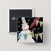Modern Snowmen Love, Joy, Peace Vierkante Button 5,1 Cm (Voorkant /achterkant)