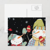 Modern Snowmen met Mittens Briefkaart (Voorkant / Achterkant)