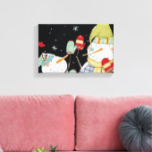 Modern Snowmen met Mittens Canvas Afdruk (Insitu (Woonkamer))