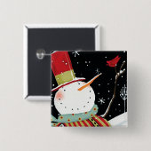 Modern Snowmen Winter Home Vierkante Button 5,1 Cm (Voorkant /achterkant)