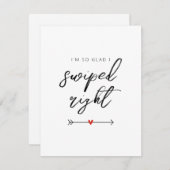 Modern So Glad I Swiped Right Valentine's Flat Feestdagenkaart (Voorkant / Achterkant)