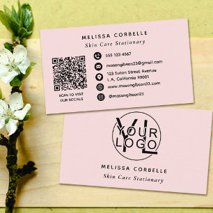 Modern Sociaal Media QR Code Zakelijk Logo Roze Visitekaartje
