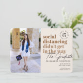 Modern Social Distancing Covid Foto Afstuderen Aankondiging (Staand voorkant)