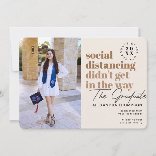 Modern Social Distancing Covid Foto Afstuderen Aankondiging (Voorkant)