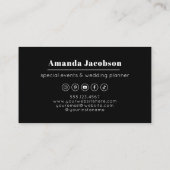 Modern Social Media Zwart Elegant Professioneel Visitekaartje (Achterkant)