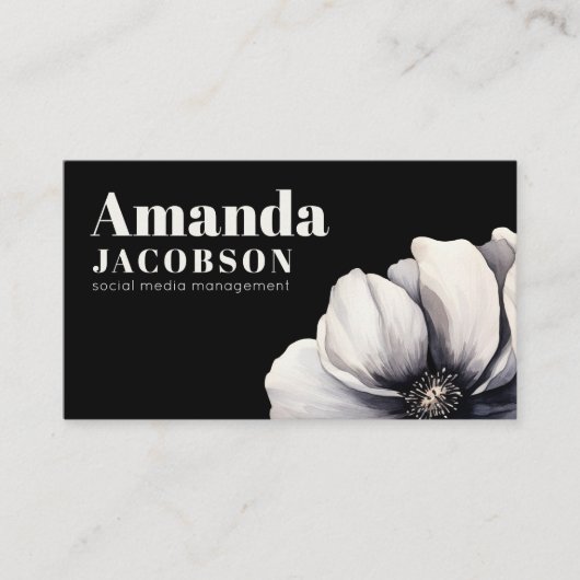 Modern Social Media Zwart Elegant Professioneel Visitekaartje (Voorkant)