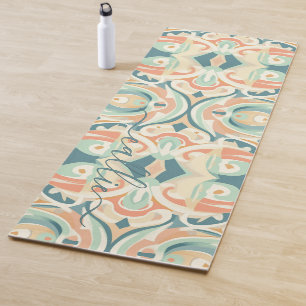 Modern Soft Beach Kleuren Abstract Mozaïek Monogra Yogamat